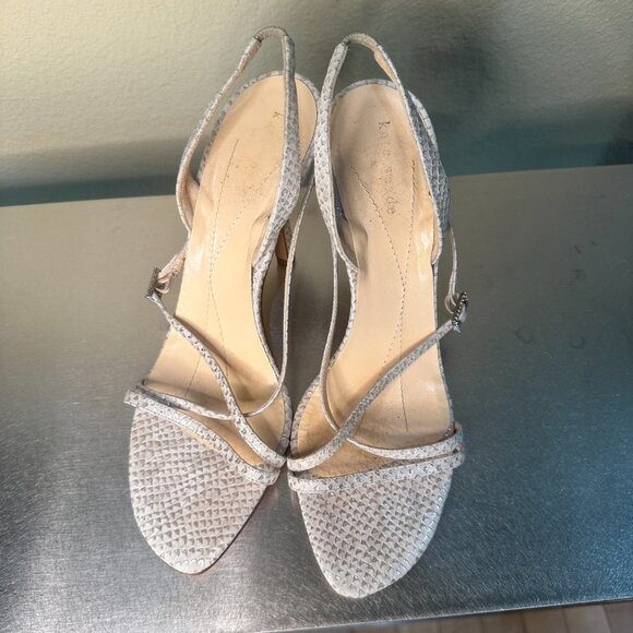 RARE!!! KATE SPADE Bow Detail Metallic Snake Skin Strappy Heels Sandals size 8 - Picture 12 of 16